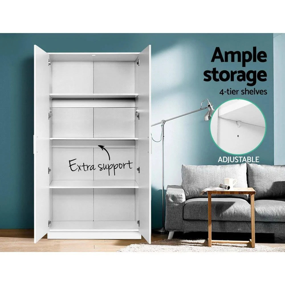 White 2 Door 180cm Wardrobe Closet Storage Cabinet I33086