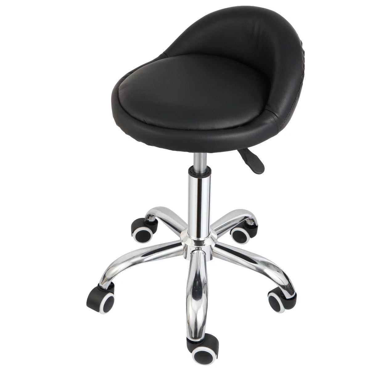 Swivel Rolling Stool on Wheels PU Leather Black O1414