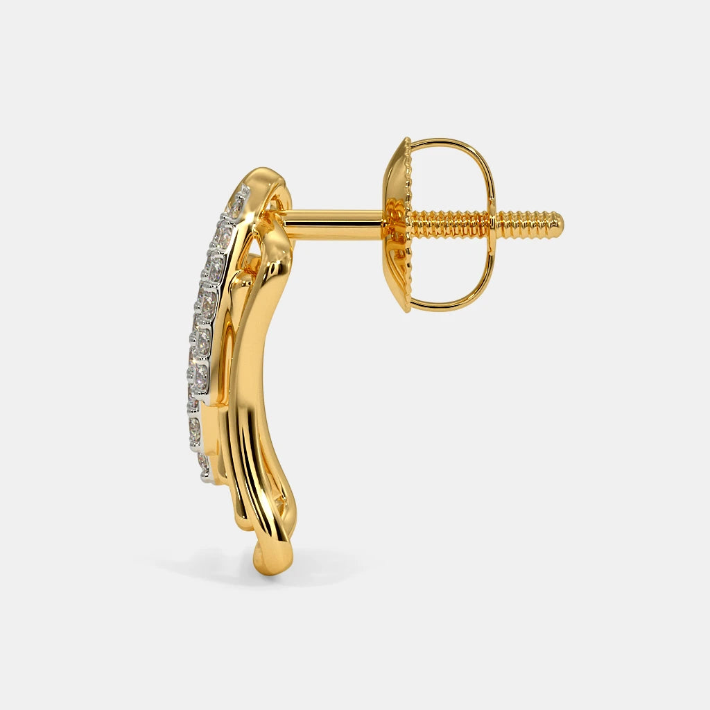 18Kt Yellow Gold Diamond Stud Earrings V70843