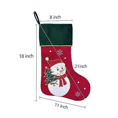 Red Velvet Penguin Christmas Stockings with Green Cuff Y20375