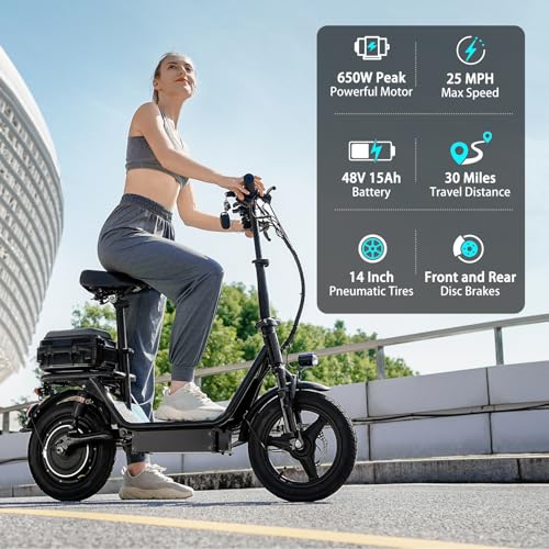 Electric Scooter with Seat, 500W Motor, 14" Pneumatic Tire L8115