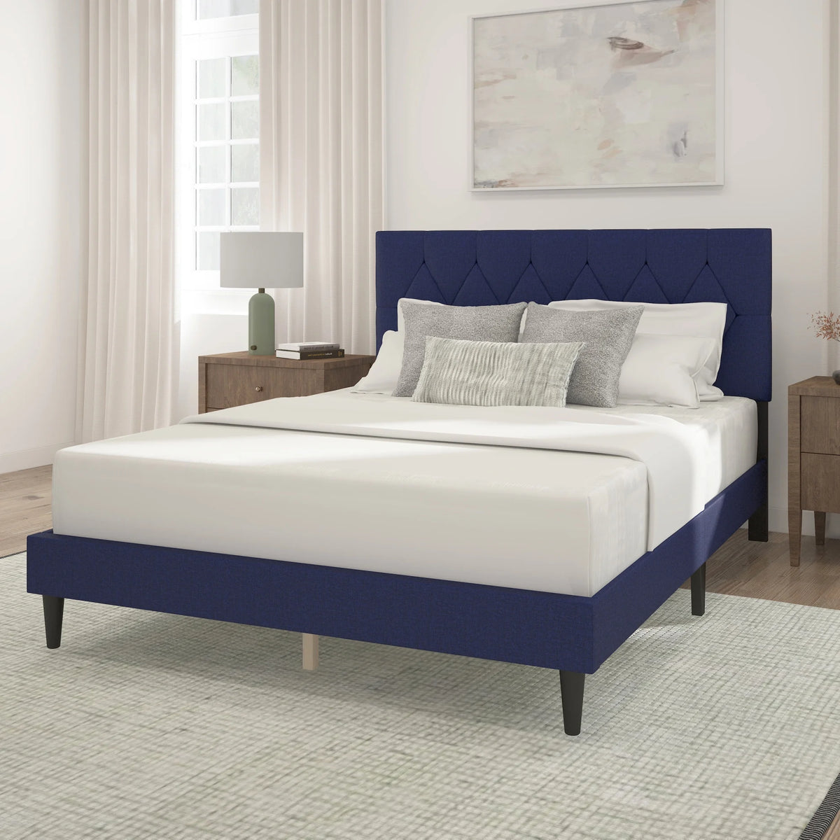 Gray Diamond Tufted Upholstered Queen Platform Bed G80474