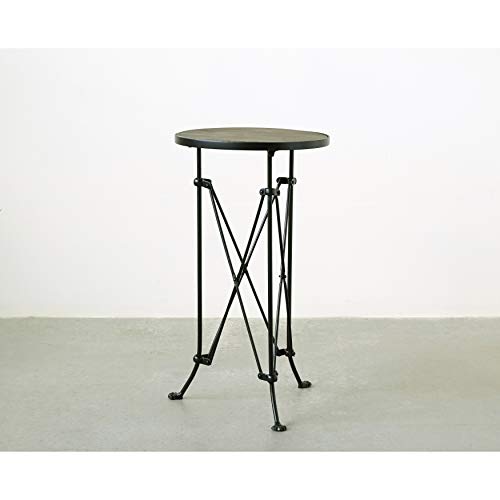 Round Metal Accent Table, 25", Black M99587