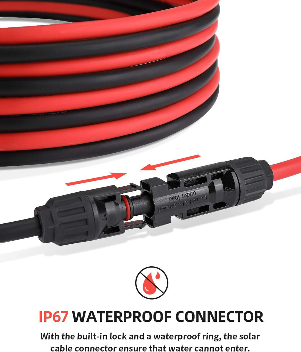 100Feet 10AWG Solar Extension Cable with Female and Male Connector L197481