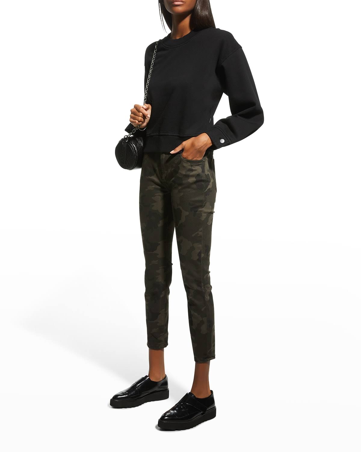 Skinny Mid Rise Crop 32 Dark Camo N646