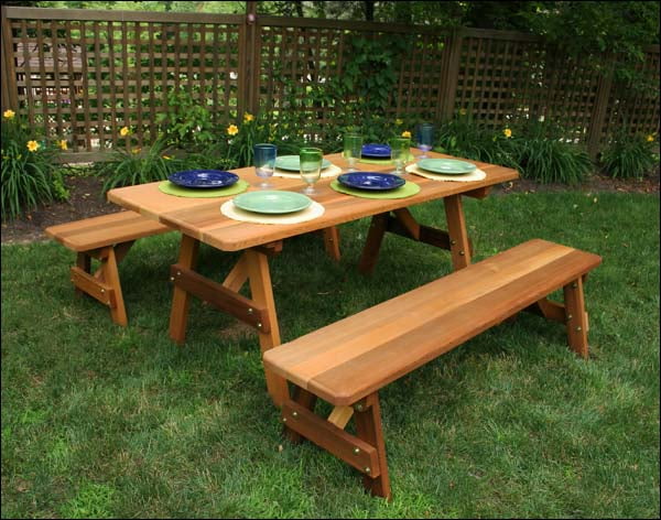 Red Cedar 4' Picnic Table with 2 Benches B318
