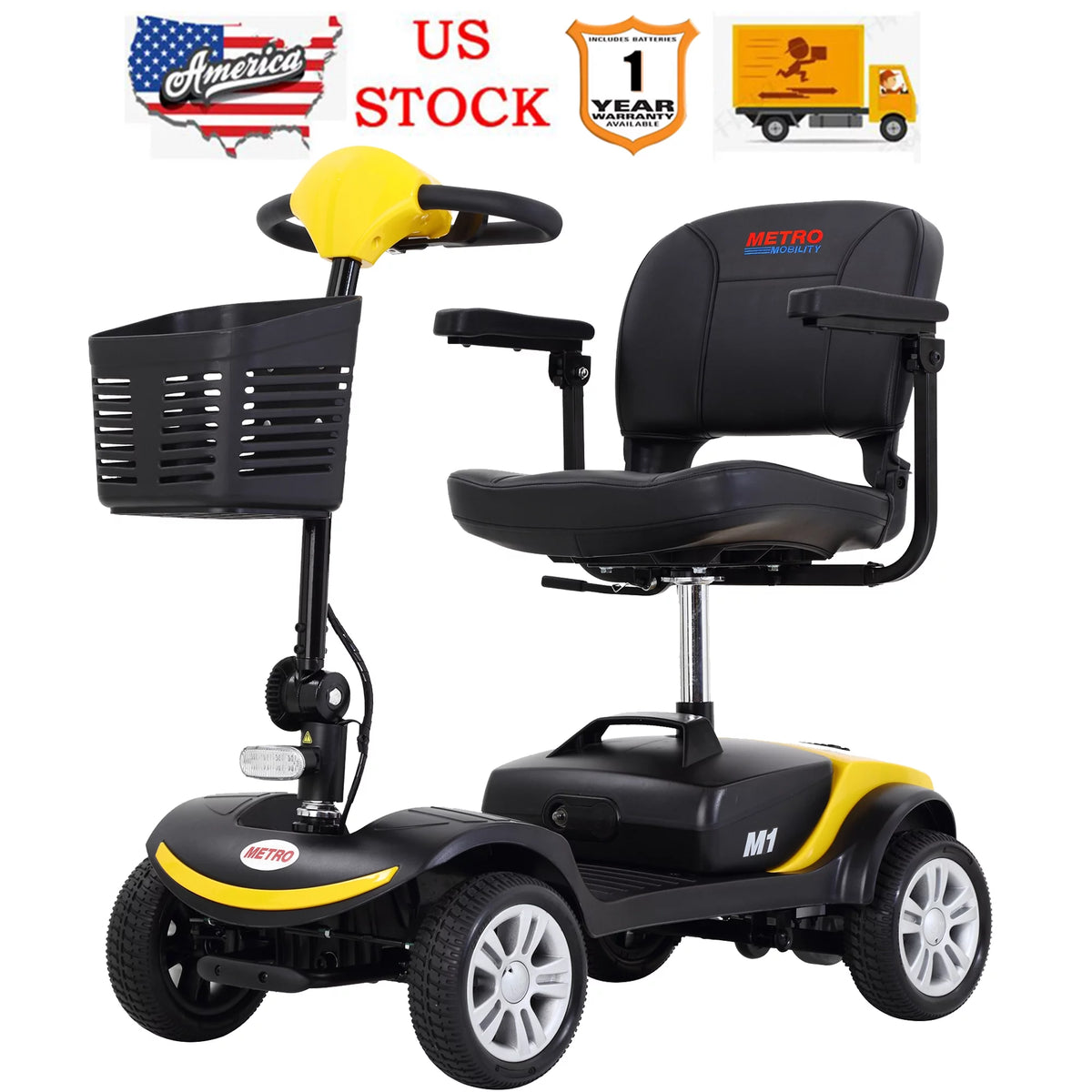 Heavy Duty 4 Wheel Mobility Scooter with Lights, 300lbs, Red G60172