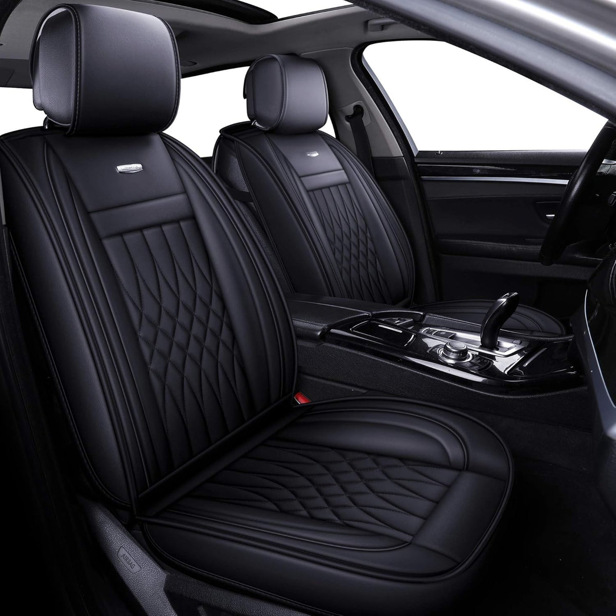 2 pc Black & Red Auto Car Seat Covers J57087