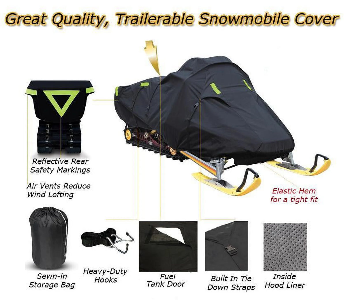 Trailerable 600 Denier Snowmobile Cover Q376