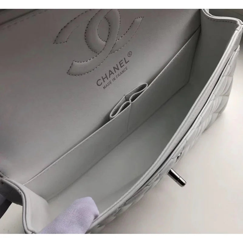 White Lambskin Leather Flap Bag B351