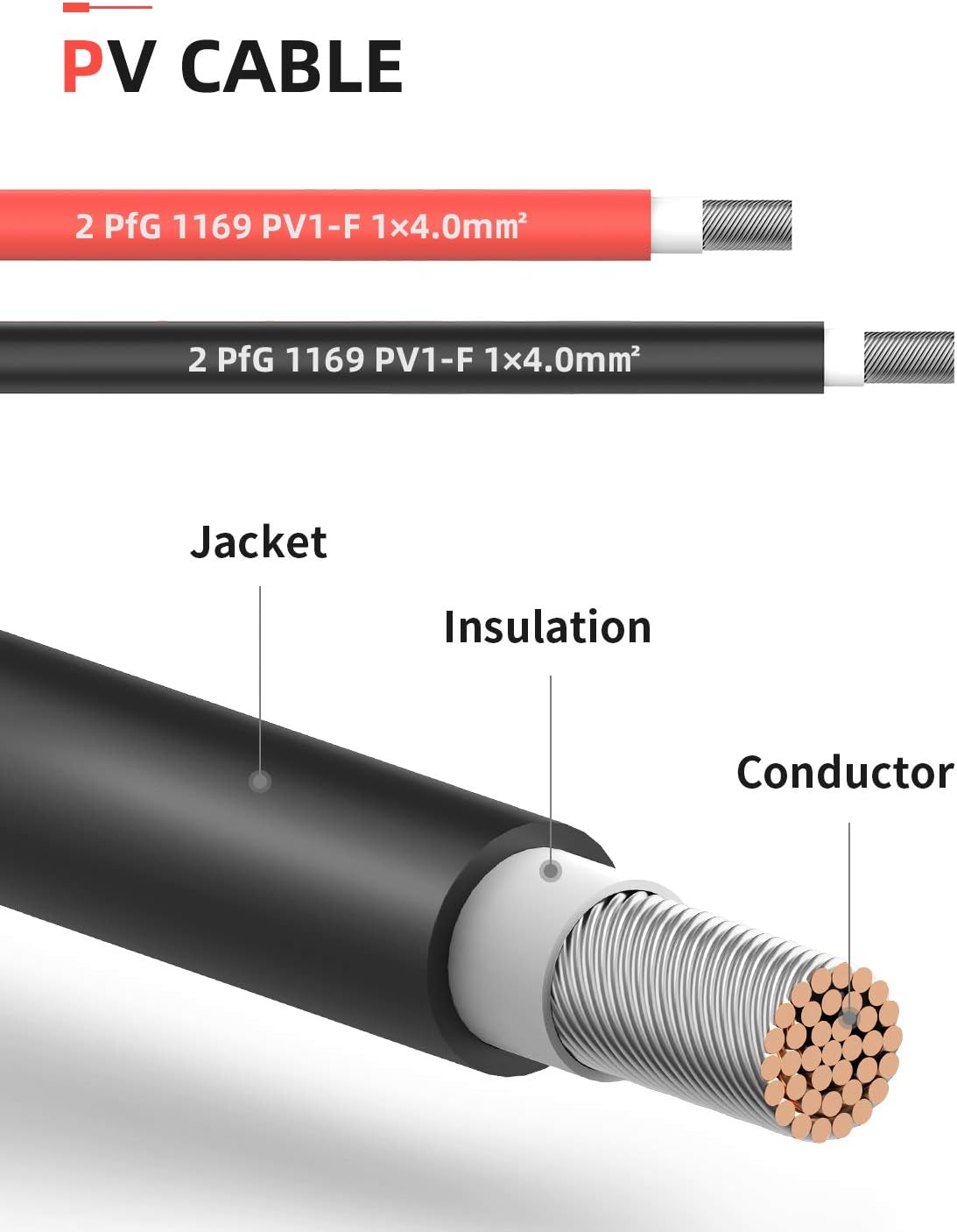 100Feet 10AWG Solar Extension Cable with Female and Male Connector L197481