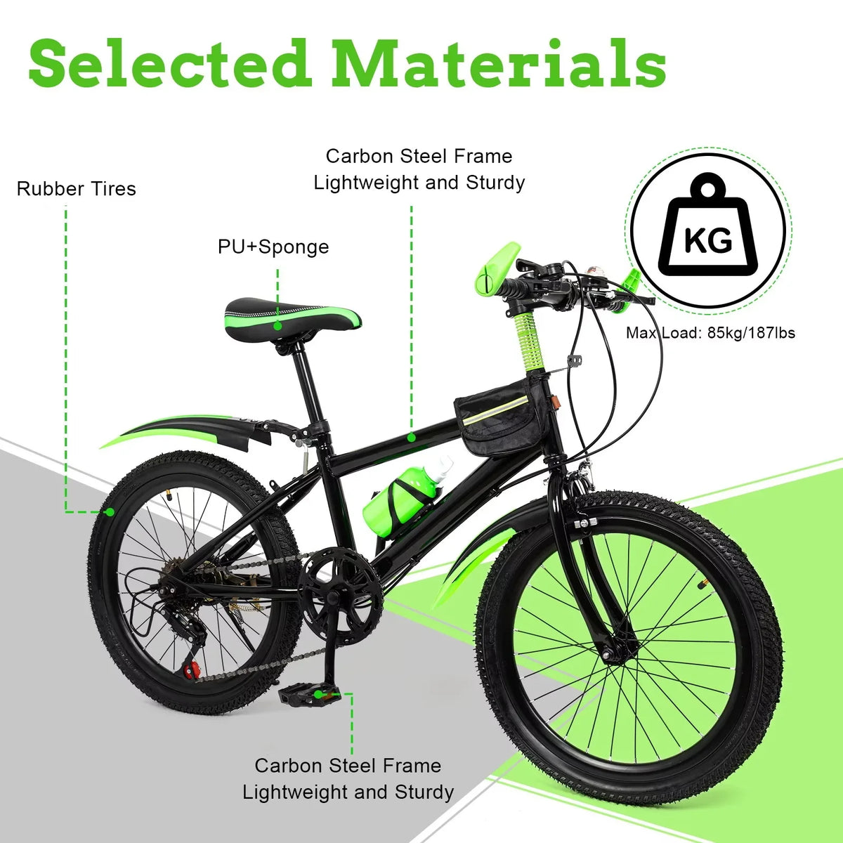 20 in 7 Speeds High Carbon Steel Kids Bike D2631