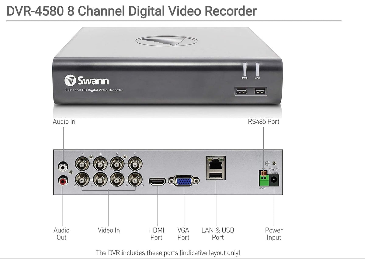 8 Channel 4 Camera Wired Security System 1080p HD DVR 1TB HDD Z9342