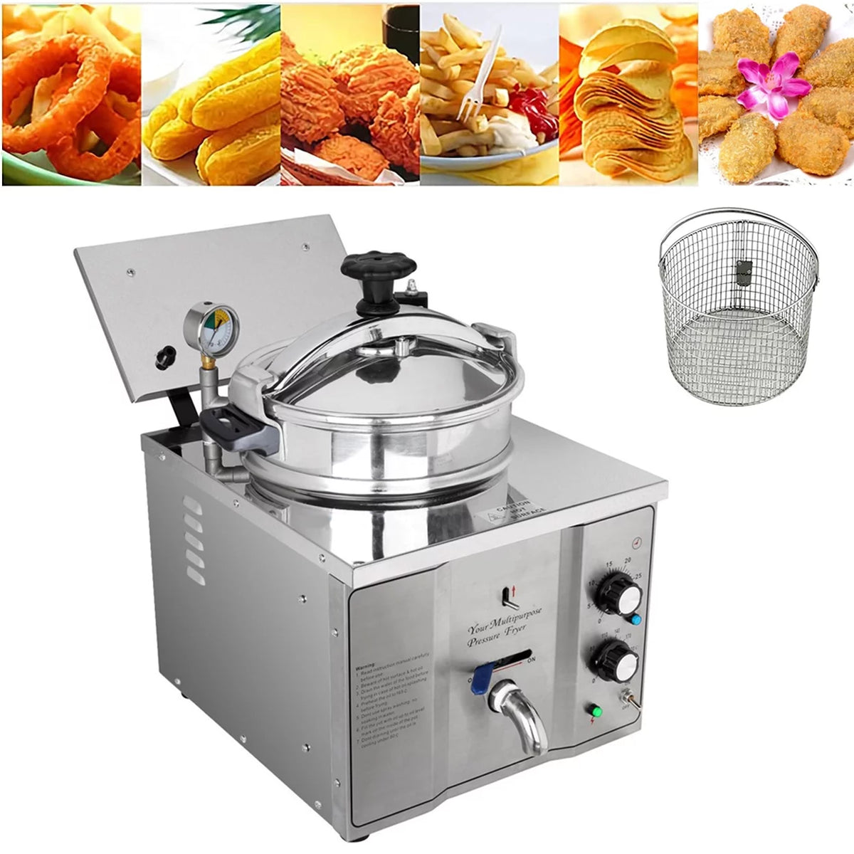 16L Commercial Electric High Pressure Fryer V233