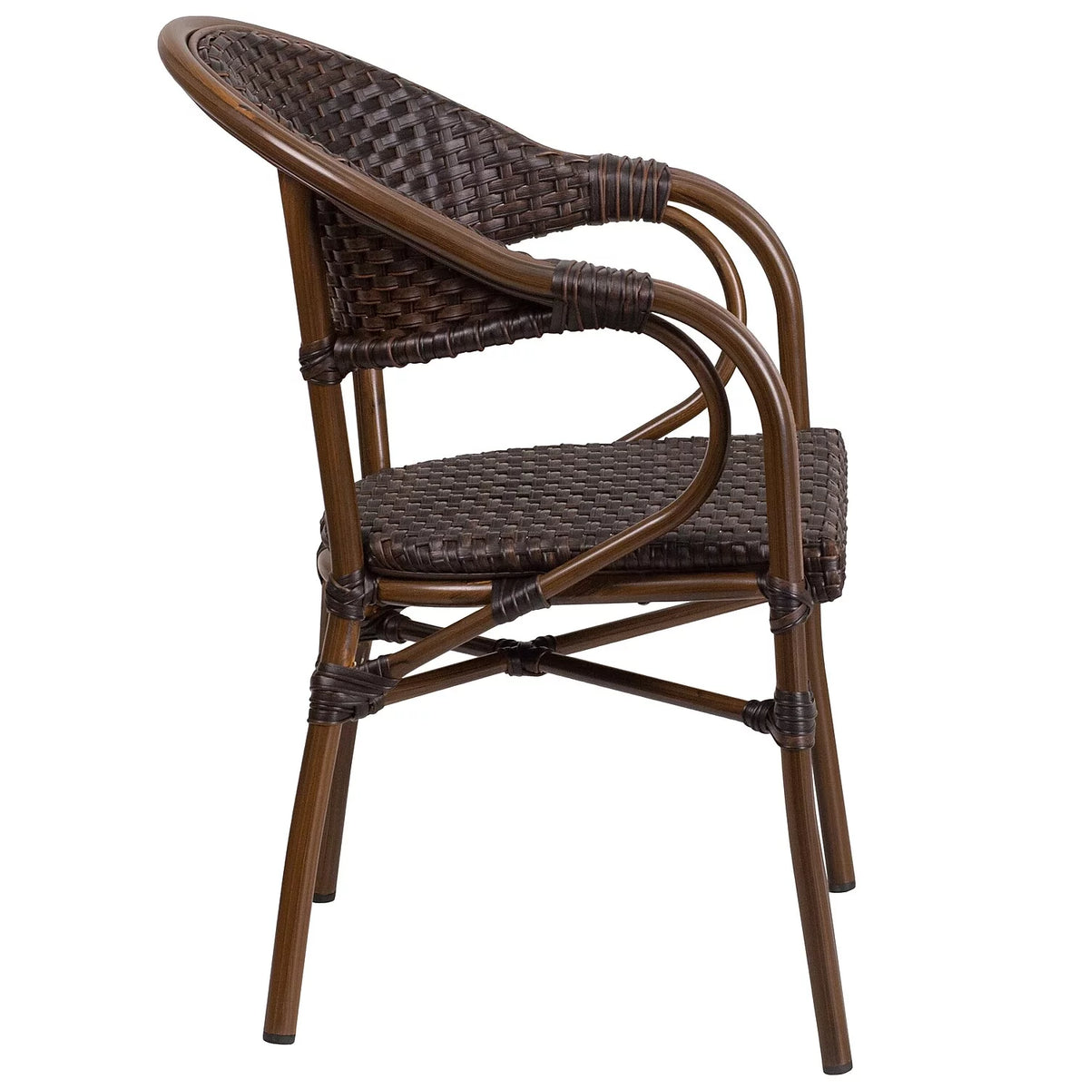 Dark Brown Rattan Patio Dining Arm Chair Set of 3 K40240