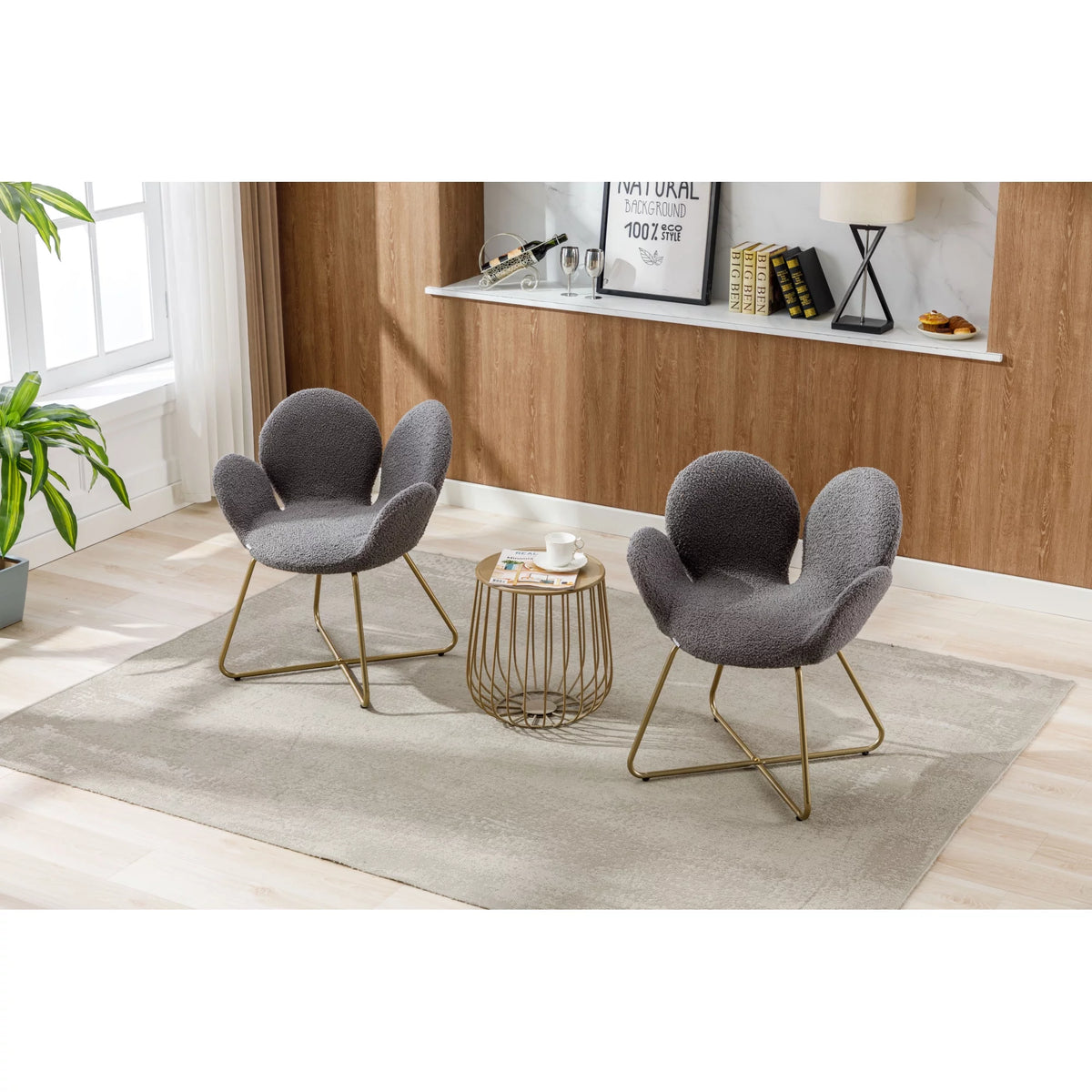 Velvet Accent Chair with Metal Legs, 2PC/SET C212