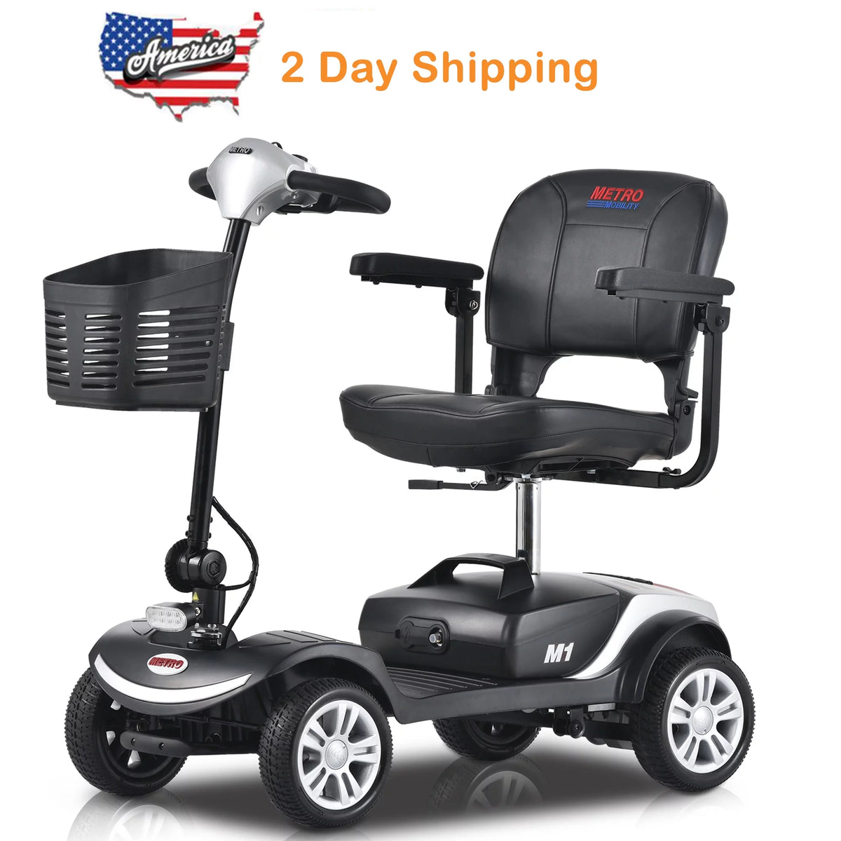 Heavy Duty 4 Wheel Mobility Scooter with Lights, 300lbs, Red G60172