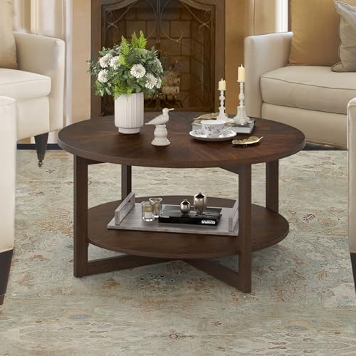 Dark Brown 2-Tier Round Coffee Table O4875
