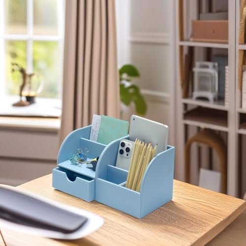 Black Leather Desk Organizer Pen Holder Storage Box V255