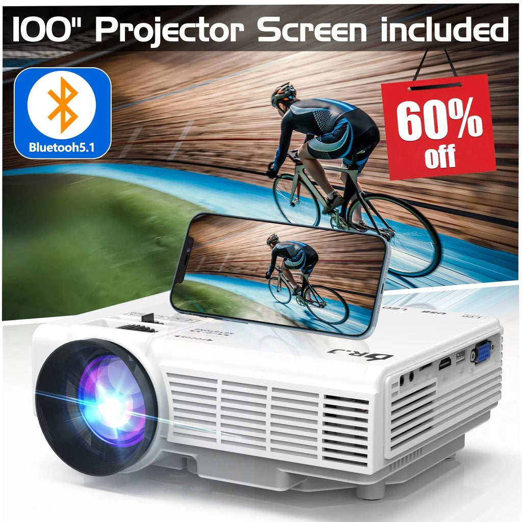 Portable Movie Projector with 100 Projector Screen U565