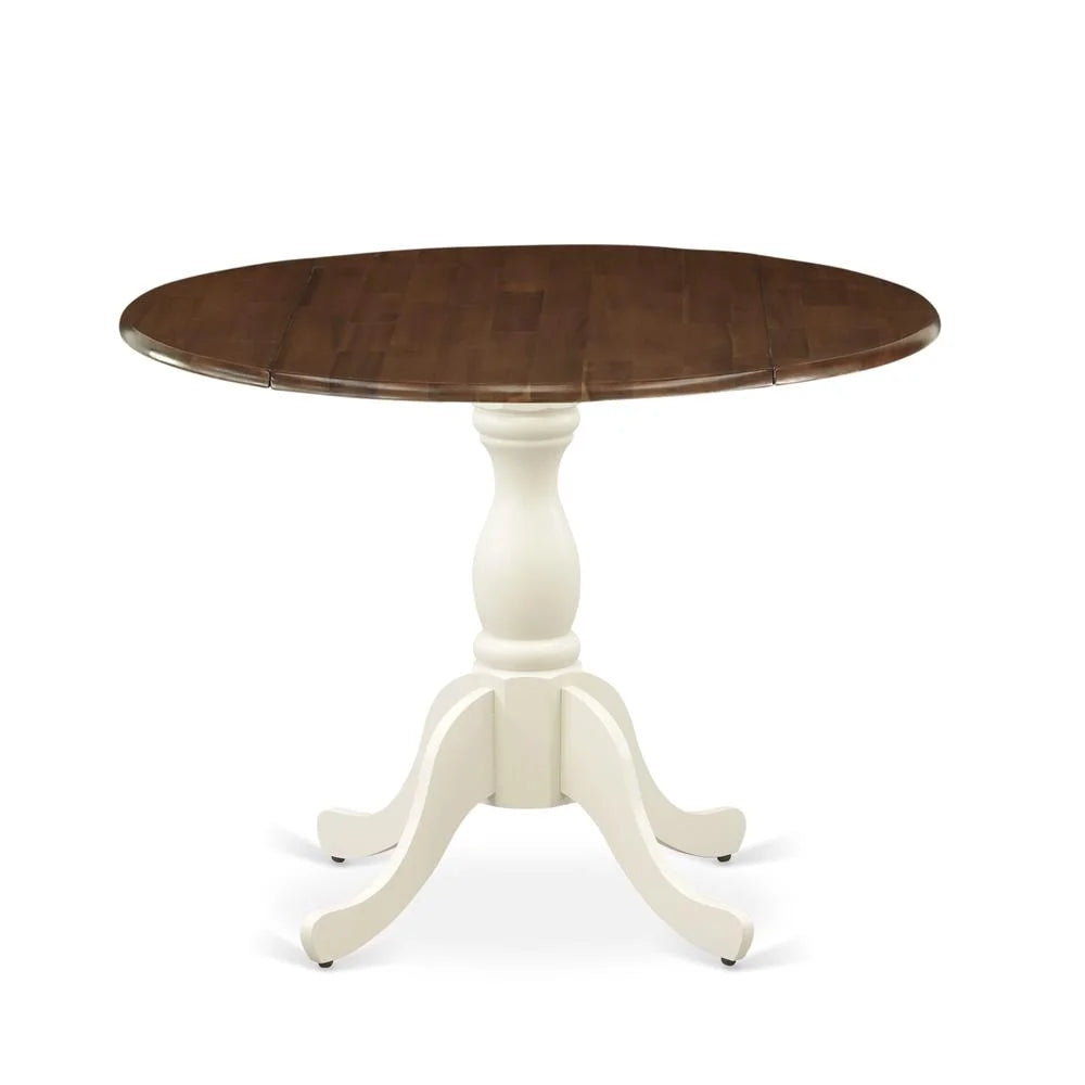 Drop Leaf Kitchen Table with Walnut Top and Linen White Pedestal Leg R308244