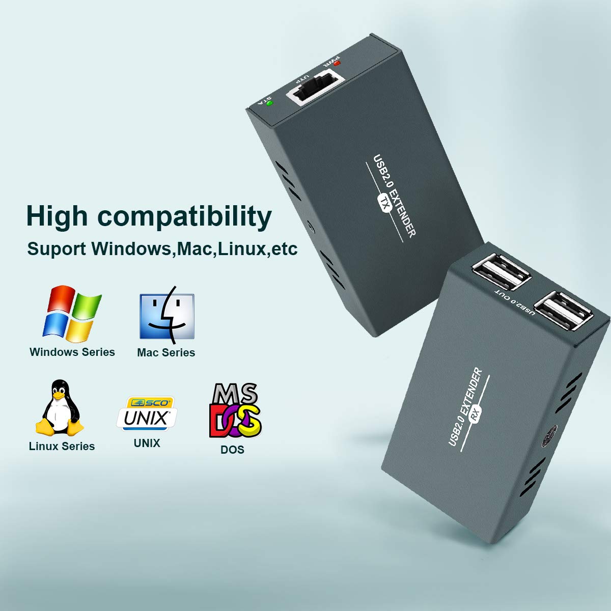 USB Extender Kit with 4 USB 2.0 Hub Over Ethernet Up to 165ft X29814