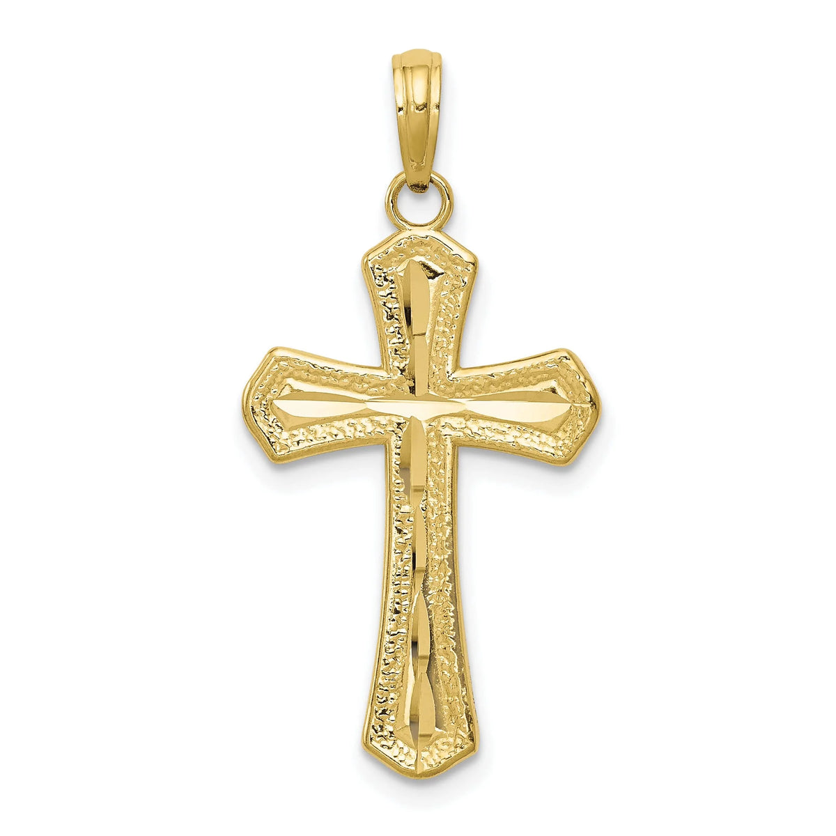 10K Yellow Gold Diamond-cut Cross Pendant B2069