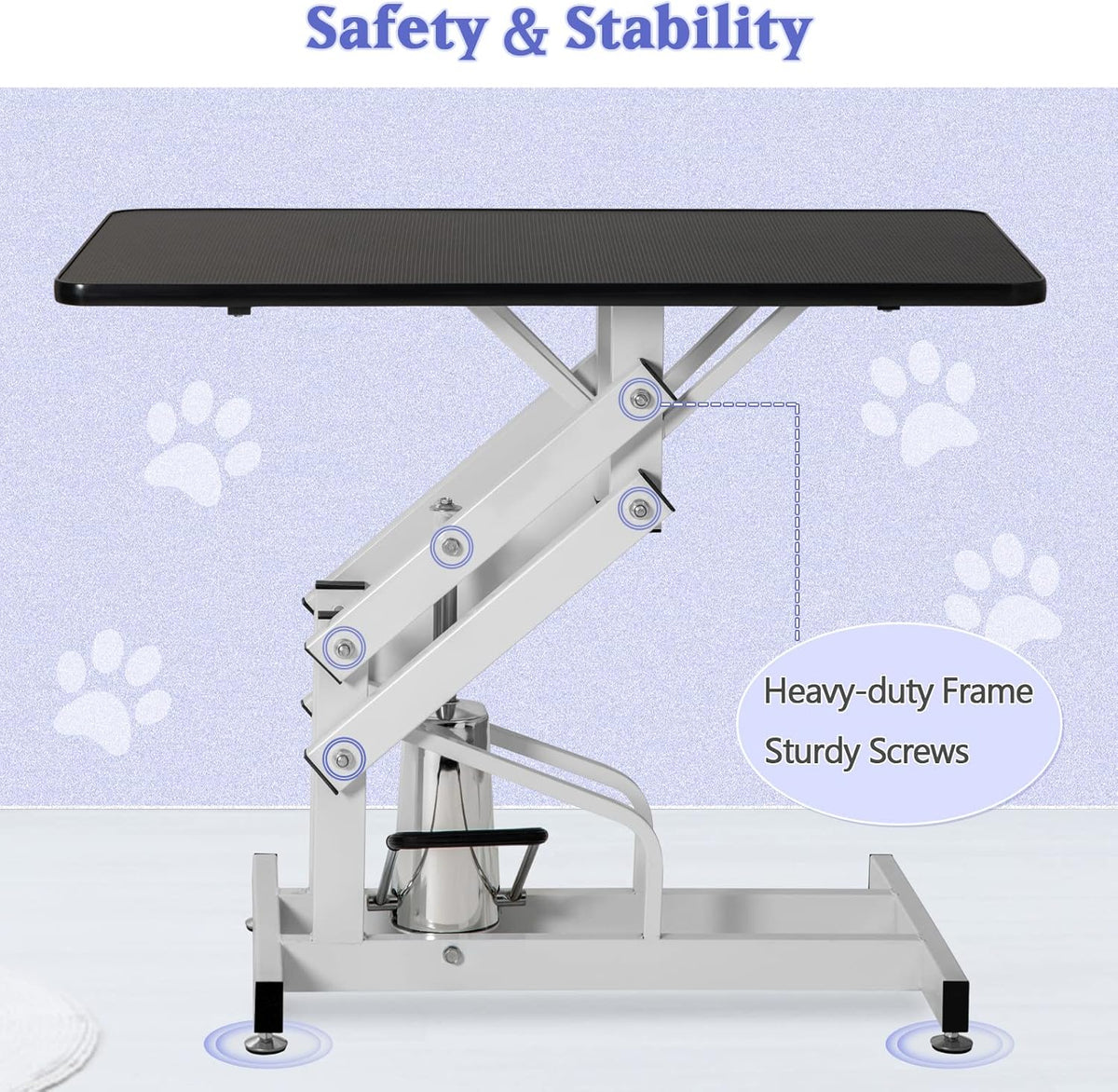 Black White Heavy Duty Hydraulic Pet Grooming Table B923447