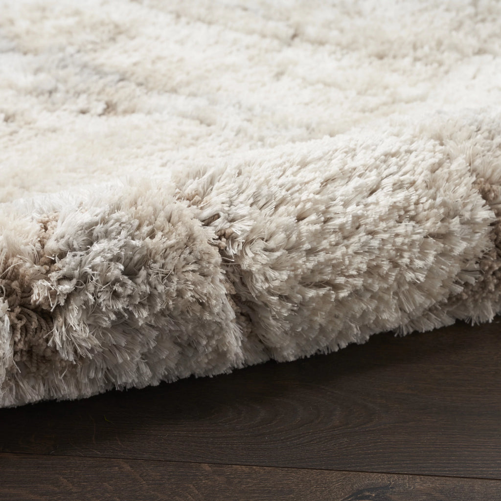 Ivory Beige Abstract Shag Area Rug 7'10" x 9'10" E513