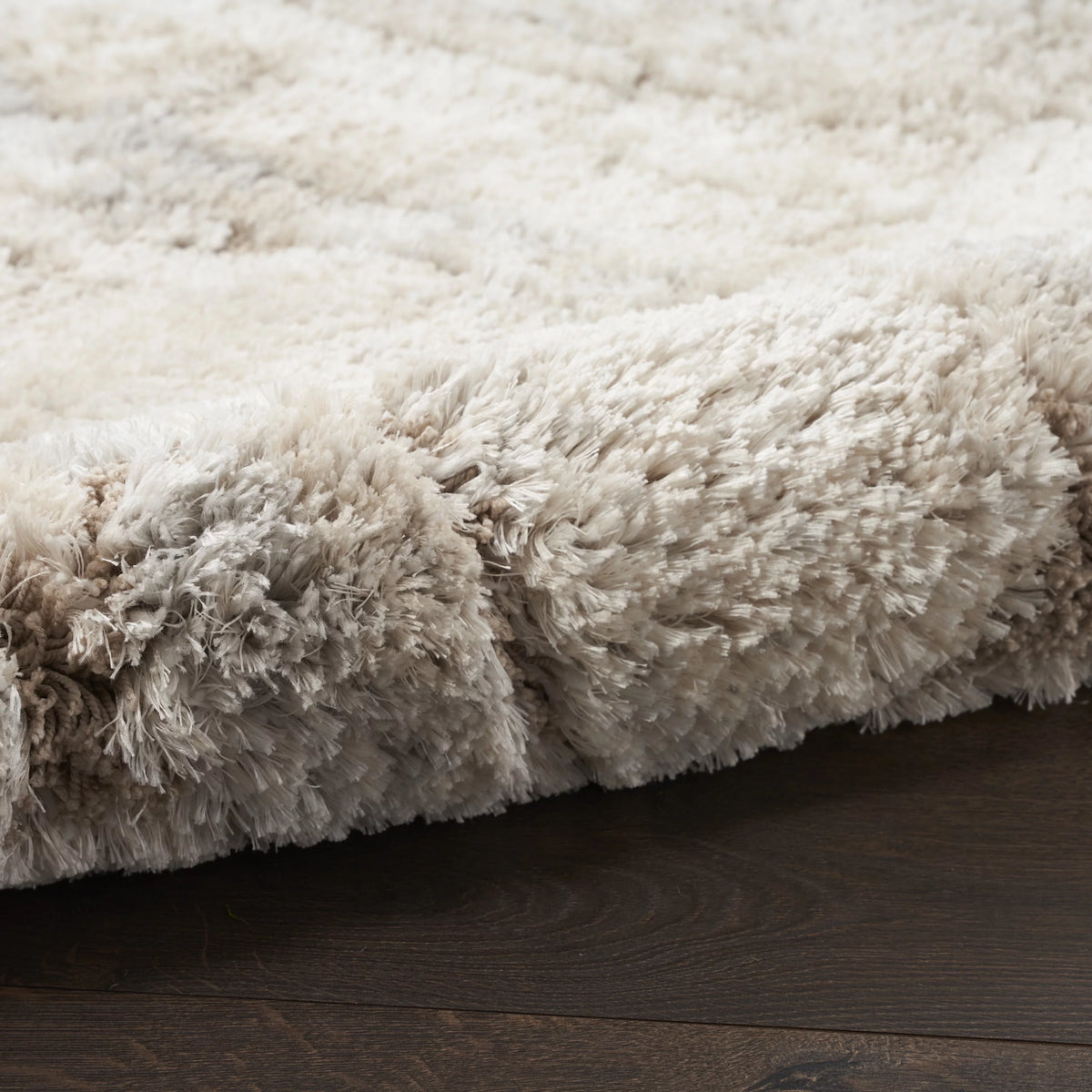 Ivory Beige Abstract Shag Area Rug 7'10" x 9'10" E513