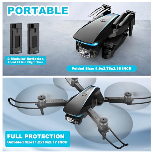 1080P HD Foldable Drone with 2 Batteries and Carrying Case A622008