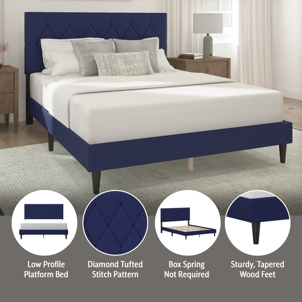 Gray Diamond Tufted Upholstered Queen Platform Bed G80474