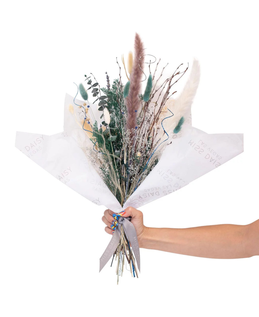 Large Dried Floral Bouquet, White, 16″ x 12″ Z8017