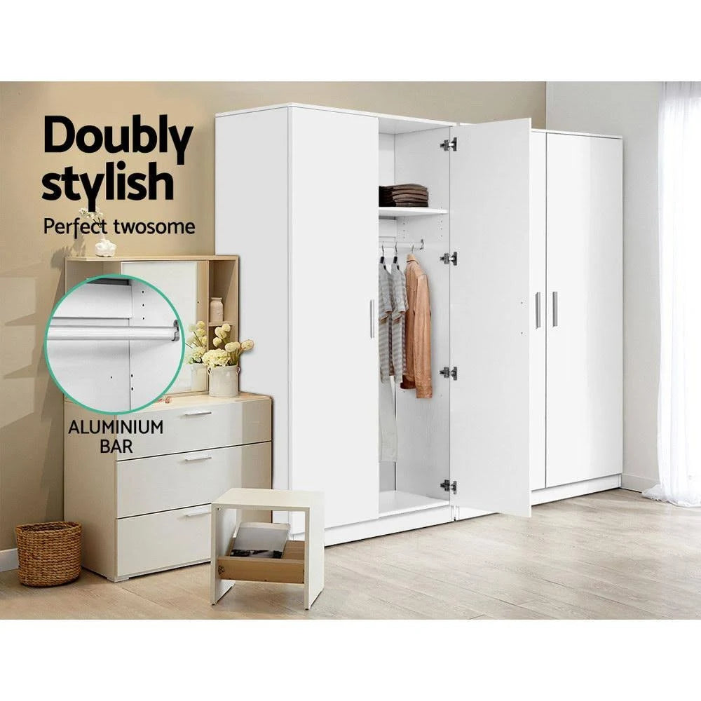 White 2 Door 180cm Wardrobe Closet Storage Cabinet I33086