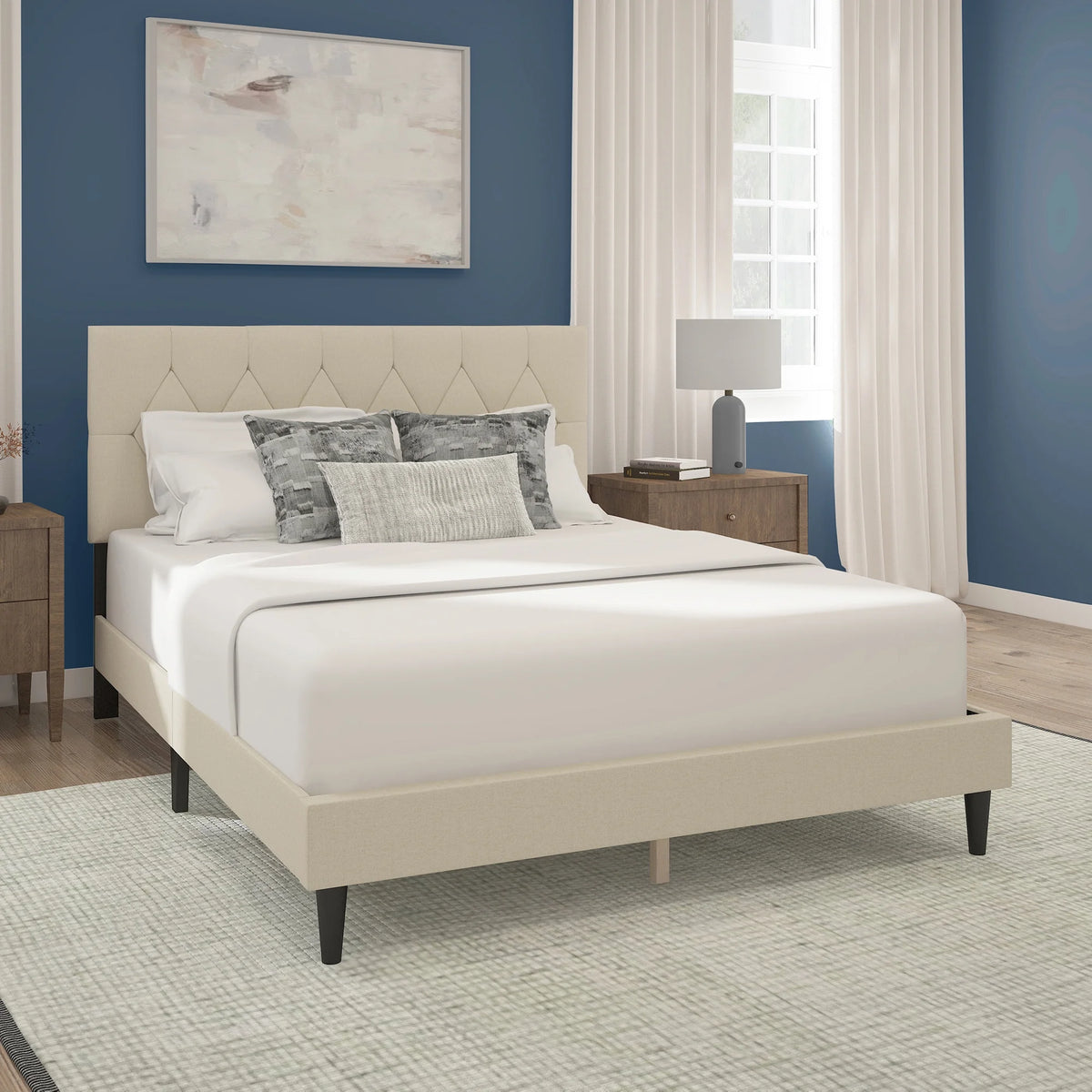 Gray Diamond Tufted Upholstered Queen Platform Bed G80474