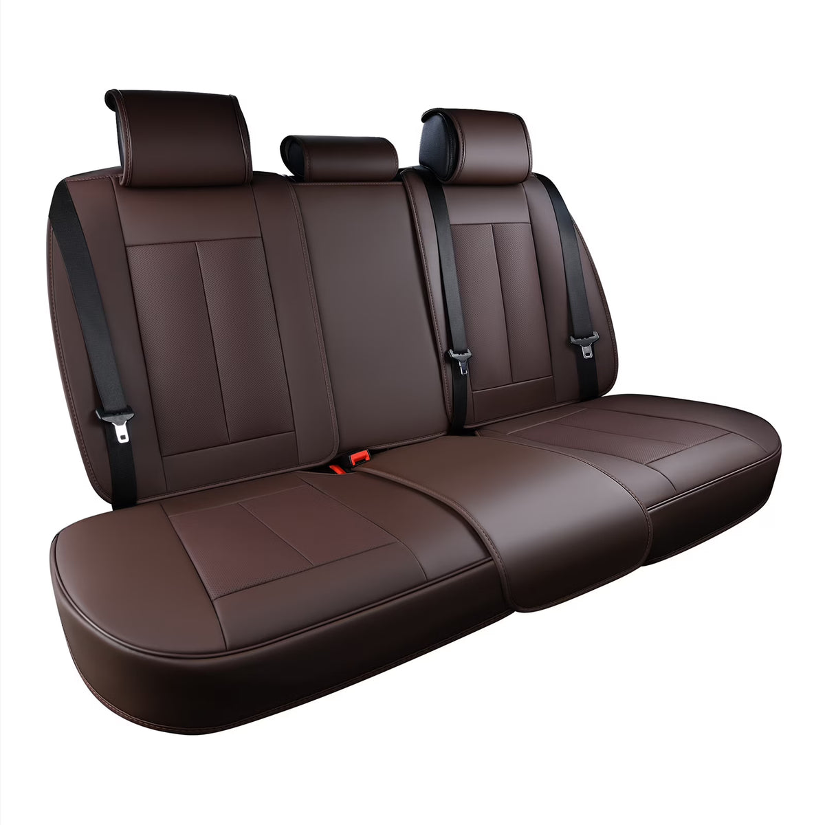 Brown Leather Rear Seat Covers Set, Waterproof Universal Fit V415720