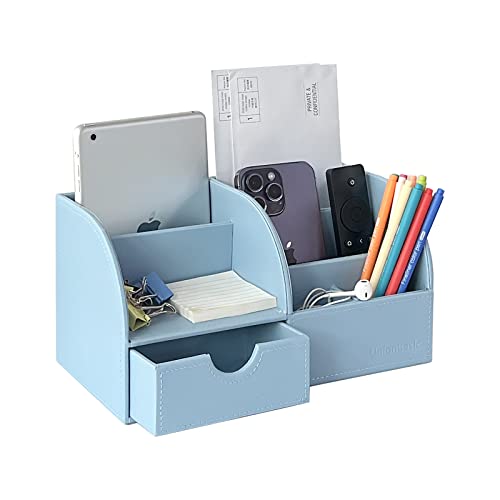 Black Leather Desk Organizer Pen Holder Storage Box V255