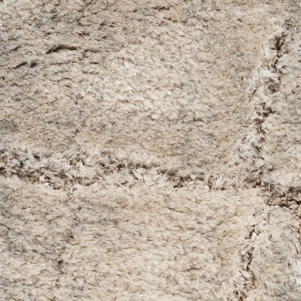 Ivory Beige Abstract Shag Area Rug 7'10" x 9'10" E513