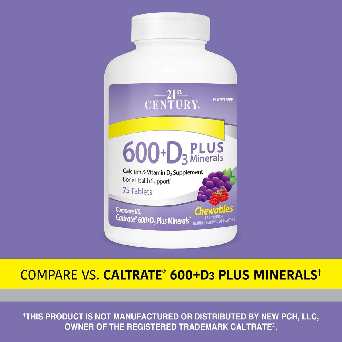 Calcium 600 mg Chewable Tablets, 75 Count I221