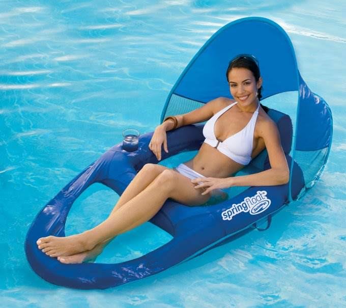 Blue Pool Lounge Chair with Sun Canopy 3 Pack Q6306
