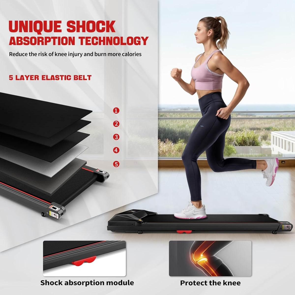 Under Desk Walking Treadmill with Silicone Cushion O8919