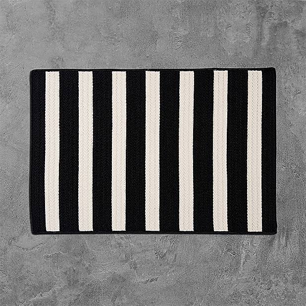 Black White Stripe Rug G8719