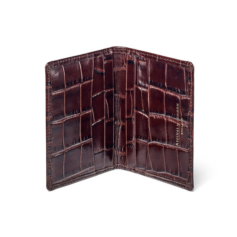 Deep Shine Amazon Brown Croc Double Fold Credit Card Holder J438028