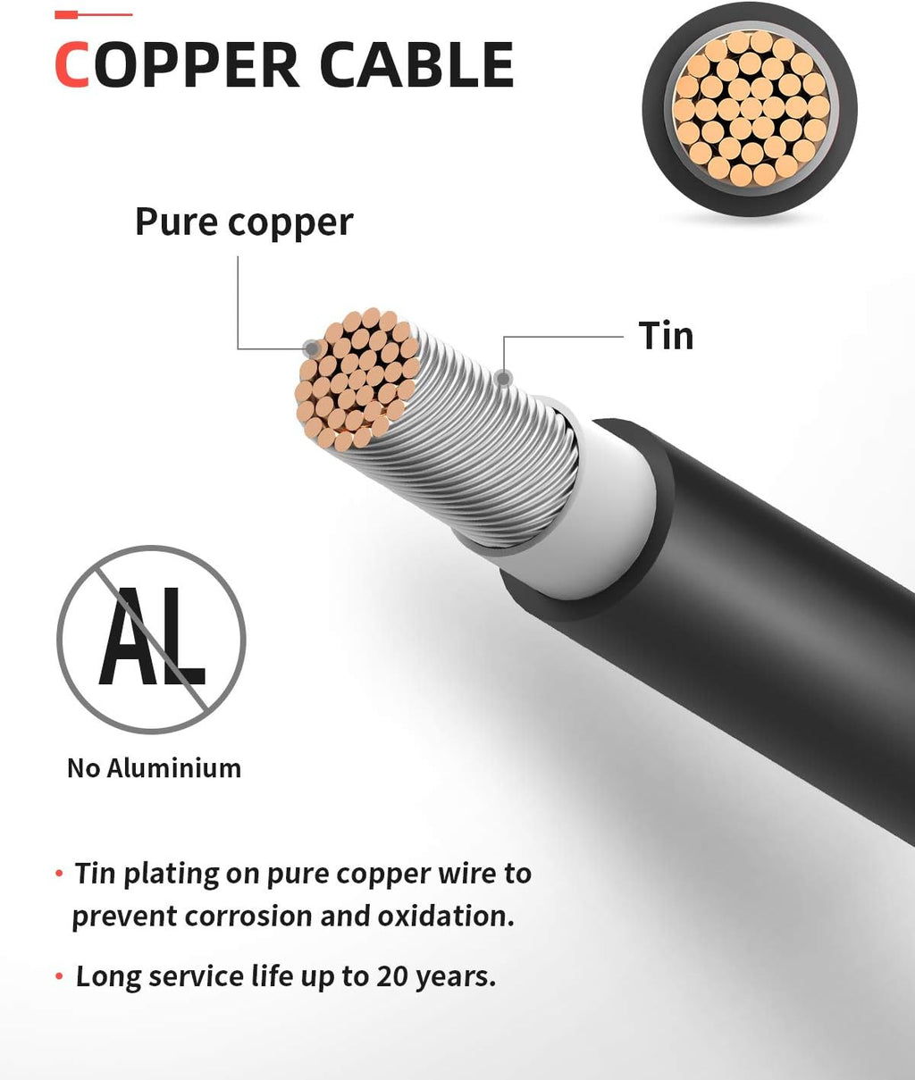 100Feet 10AWG Solar Extension Cable with Female and Male Connector L197481