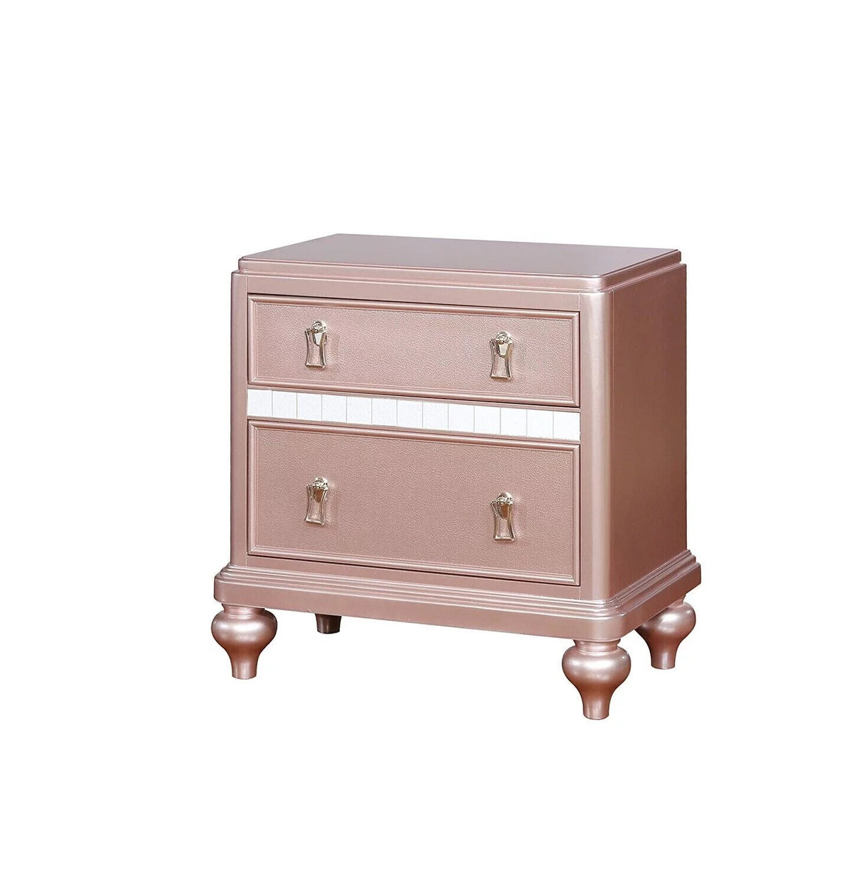 Rose Gold Twin Size Bed 6pc Set Dresser Mirror Nightstand Chest J68673