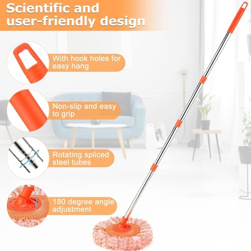 Adjustable 180° Rotatable Cleaning Mop with 4 Reusable Heads V568166