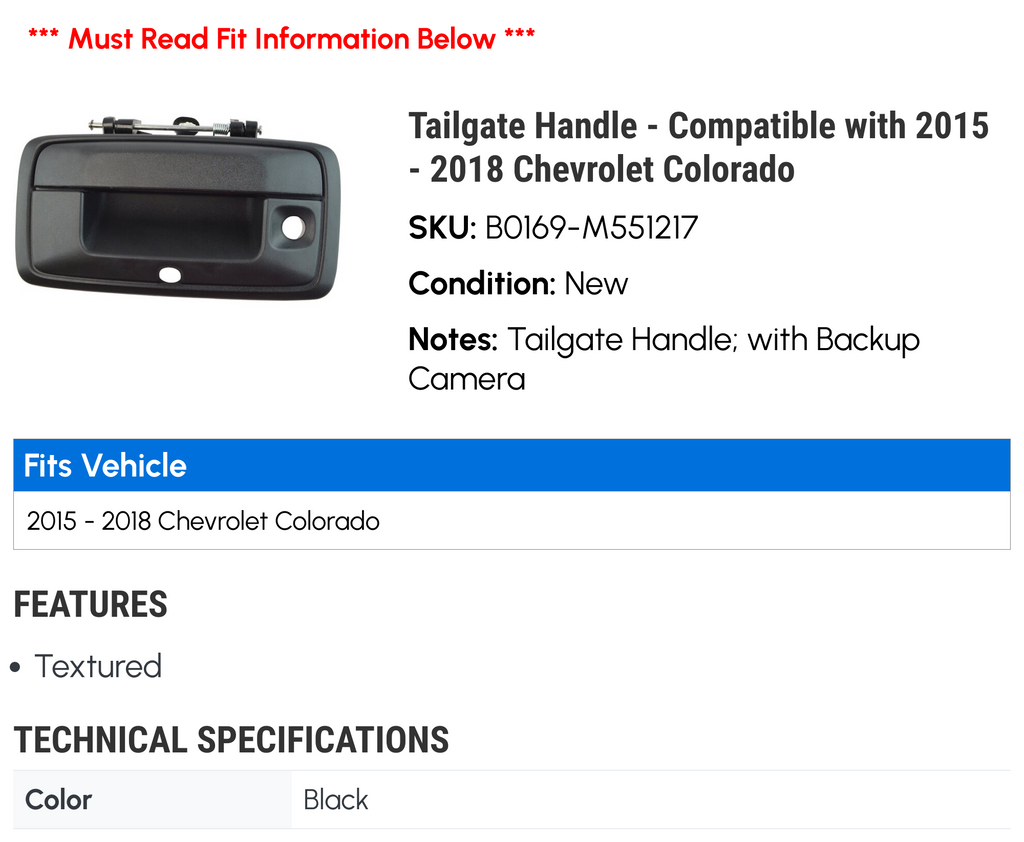 Tailgate Handle for Chevy Colorado I714487