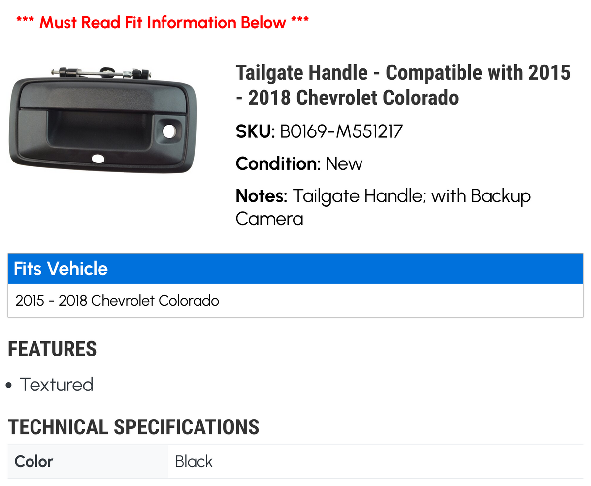 Tailgate Handle for Chevy Colorado I714487