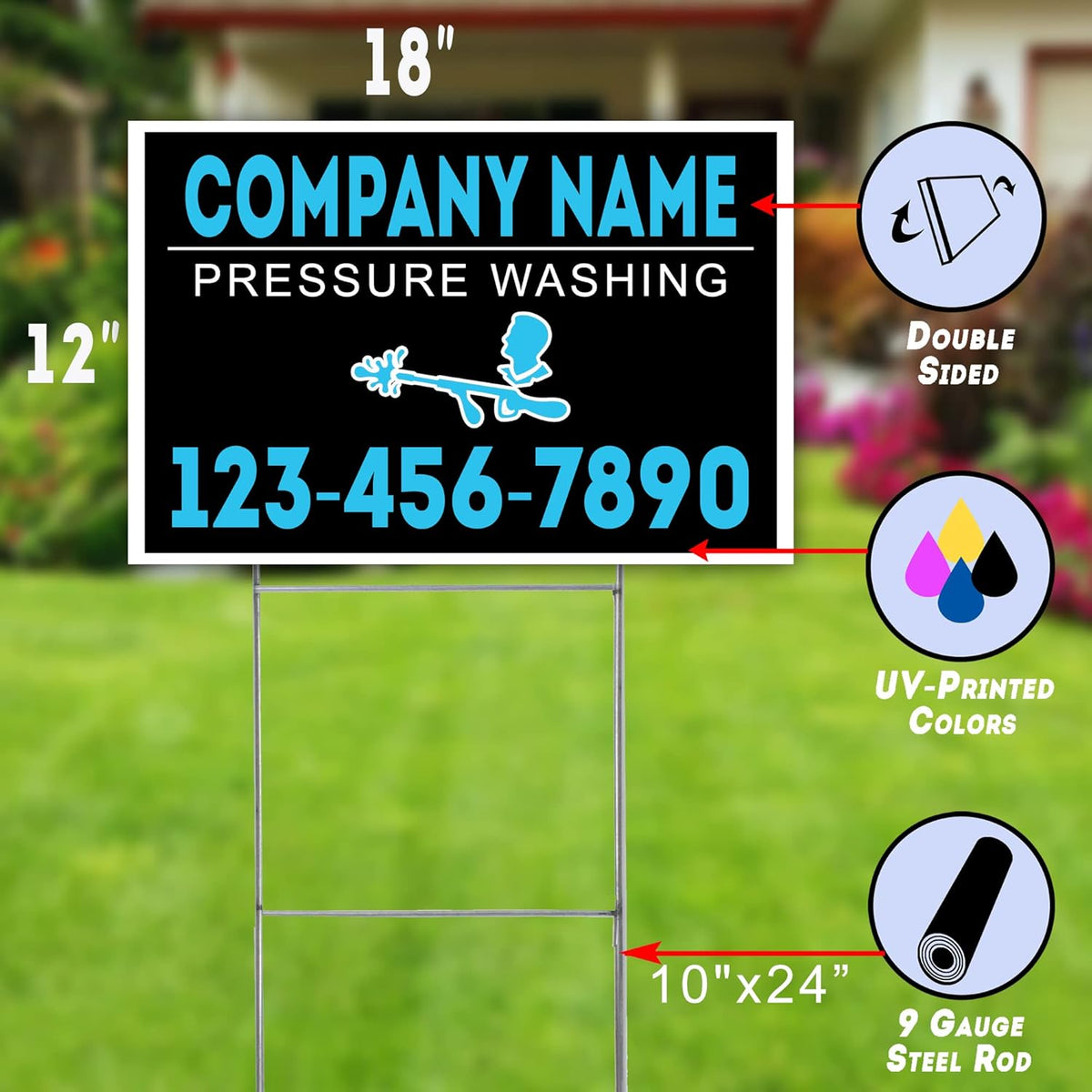 Plastic 18x12" Double-Sided Print Waterproof Signs, Pack of 2 J503