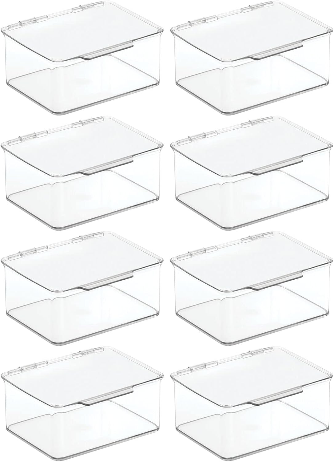 Clear 8 Pack Stackable Plastic Storage Bin with Lid S997536